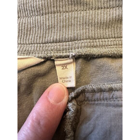 Soft Surroundings Size 2xL Green Pull On Pants Roll Buckle Hem Cropped - Picture 8 of 16